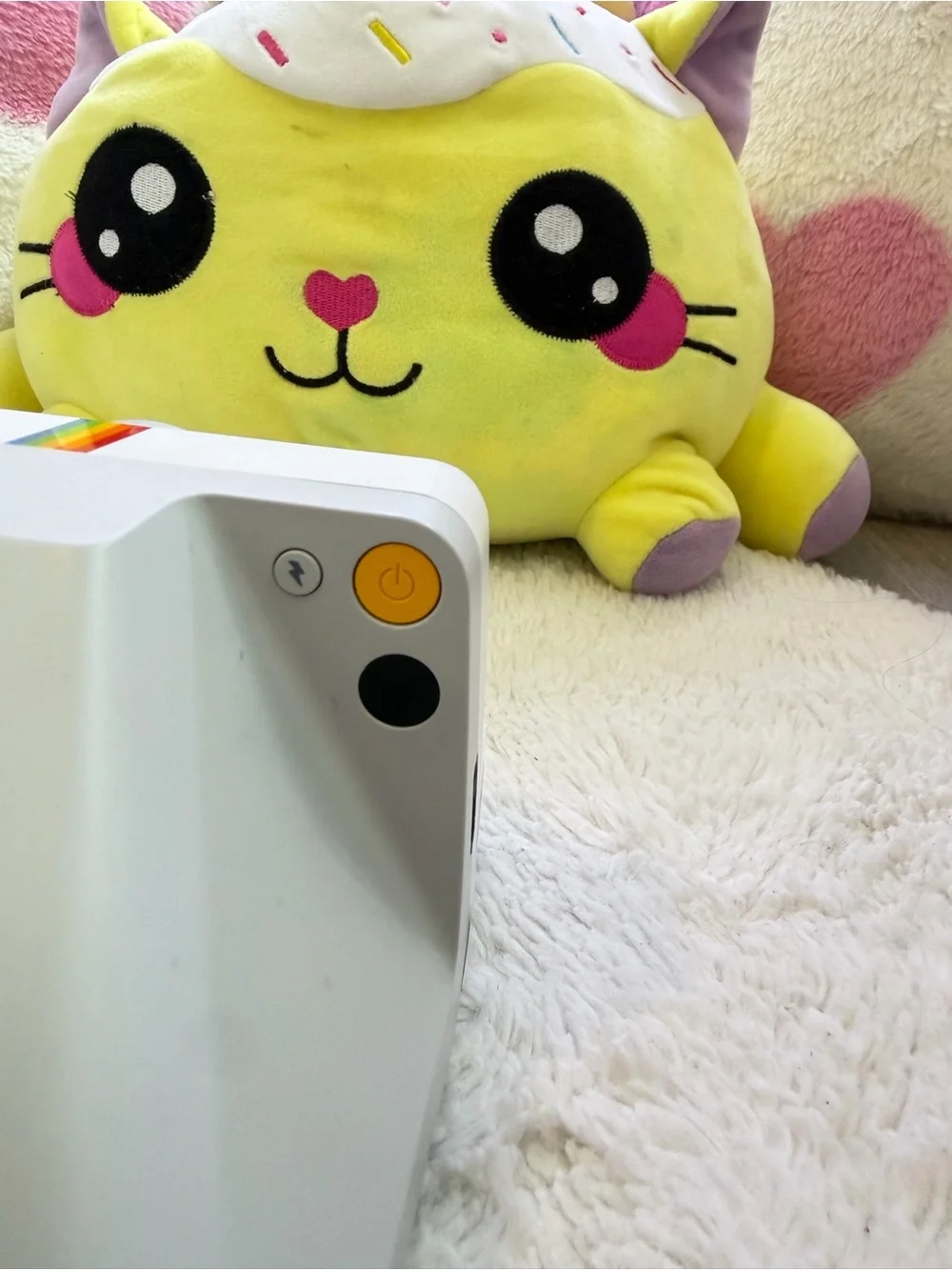 Polaroid Now Instant Camera in White with Rainbow Accent